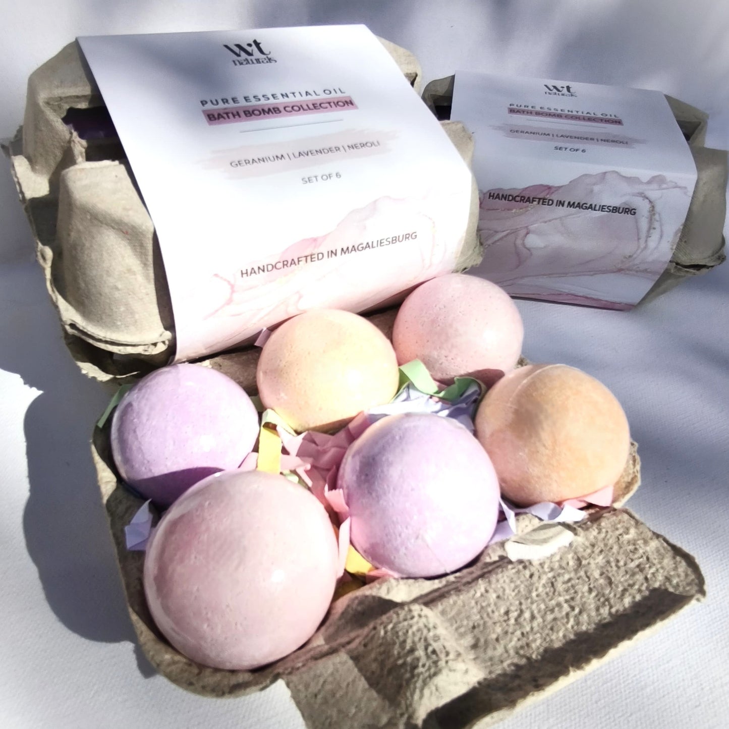 BATH FIZZIES EGG BOX - a Selection of 6 Essential Oil Bath Fizzies