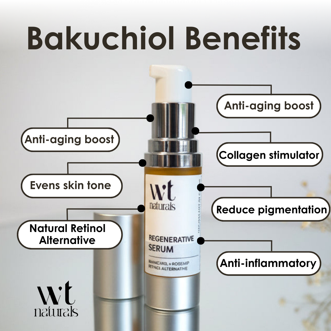 REGENERATIVE BAKUCHIOL + ROSEHIP SERUM - with Hemp + Frankincense - Gentle Retinol Alternative| 15ml
