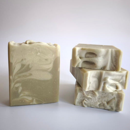 Clean cotton scented goat milk soap with natural swirl design