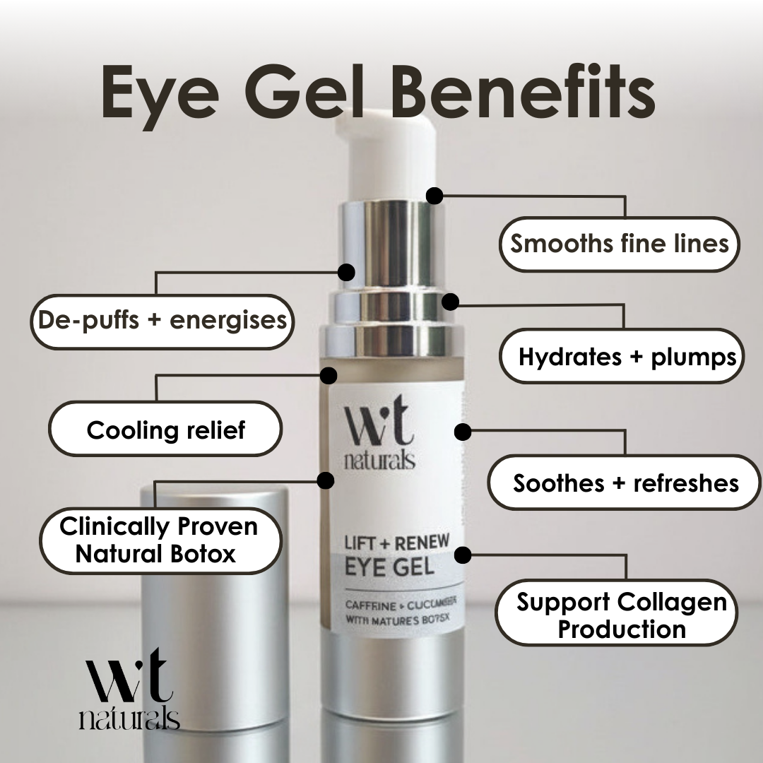 LIFT + RENEW EYE GEL with Nature's Botox + Hyaluronic Acid + Caffeine + Cucumber | 15ml
