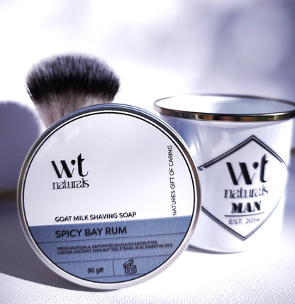 GOAT MILK SHAVING SET - Shaving Soap, Brush and Enamel Shaving Mug in Gift Box