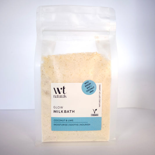 GLOW MILK BATH - Epson and Sea Salt, Coconut Milk, Calendula + Coconut | 420g