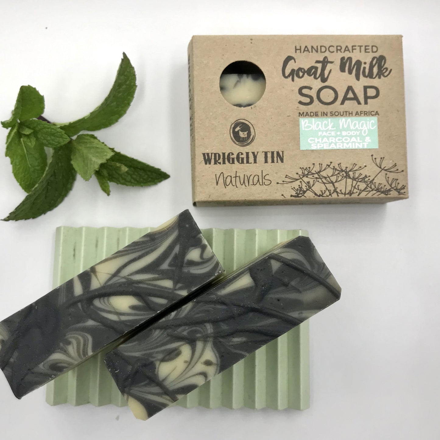 BLACK MAGIC (Face + Body Bar) - Charcoal + Spearmint Goat Milk Soap