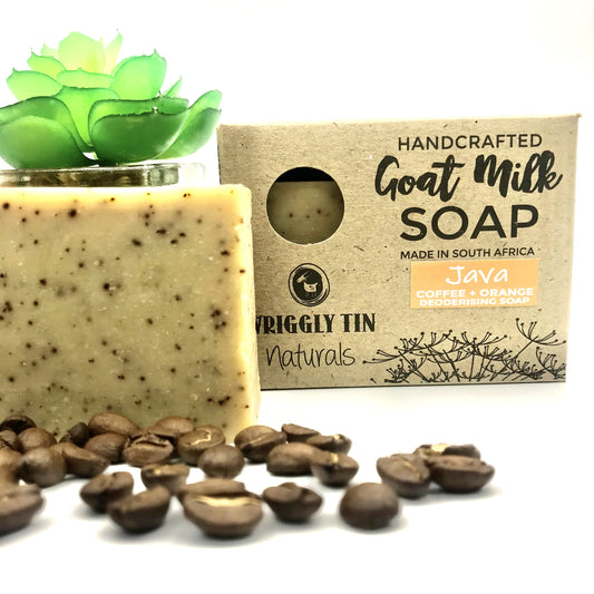 Hand cut goat milk soap with African ground coffee