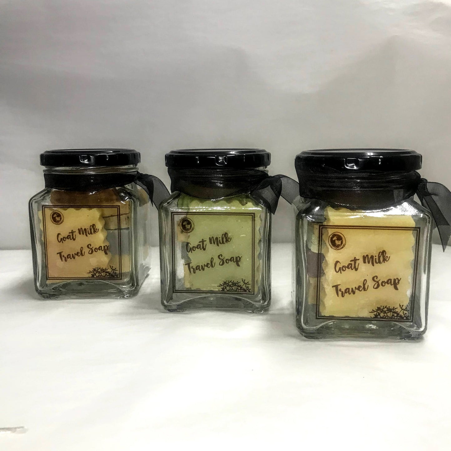 TRAVEL SOAP JARS - Mini travel or guest sized soaps in a jar